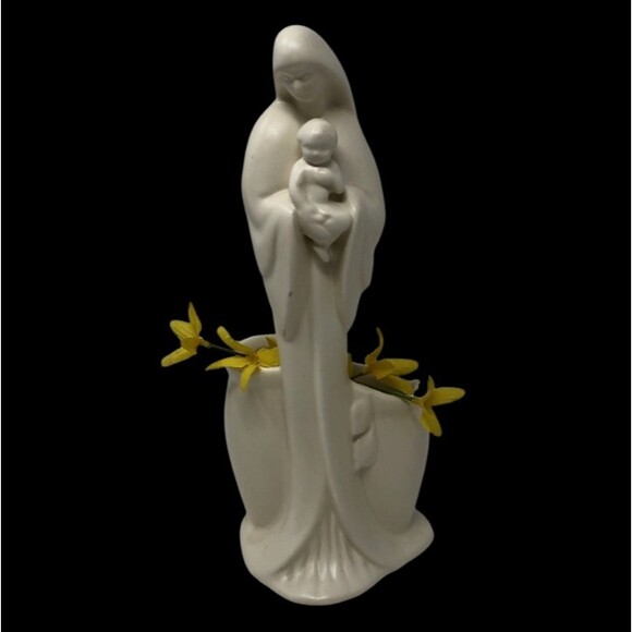HAEGER Pottery Madona Baby Jesus Planter VTG 11" Tall Virgin Mary Religious USA - Picture 1 of 12
